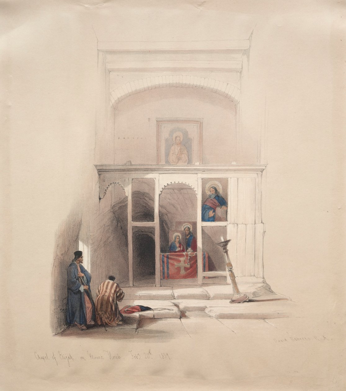 Illés-kápolna a Hóreb-hegyen, 1839. alkotó: David Roberts