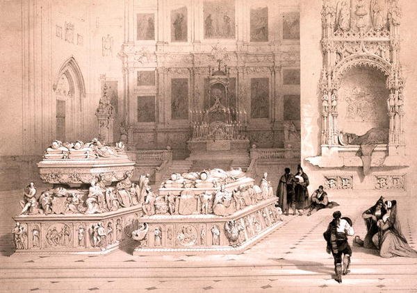 Ferdinánd és Izabella kápolna, granadai katedrális, a „Picturesque Sketches in Spain” című filmből, 1832-33 körül (litho) alkotó: David Roberts