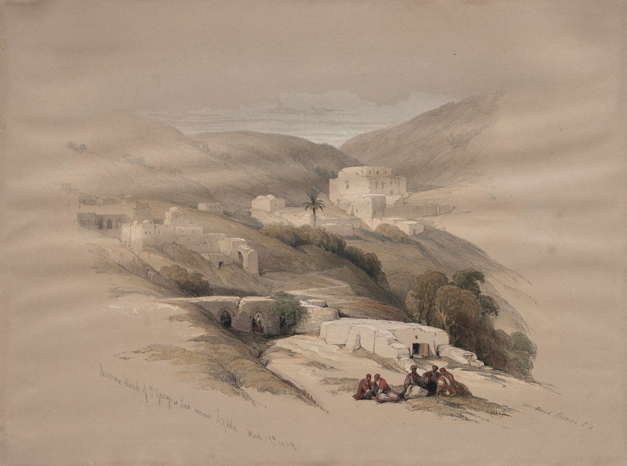 Szent György keresztény templom Luddban, az ókori Lydda, 1839. alkotó: David Roberts