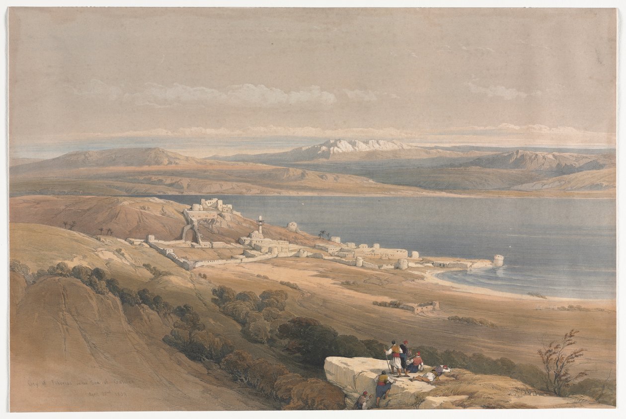 Tiberias városa a Galileai-tengernél, Hebron felé néz alkotó: David Roberts