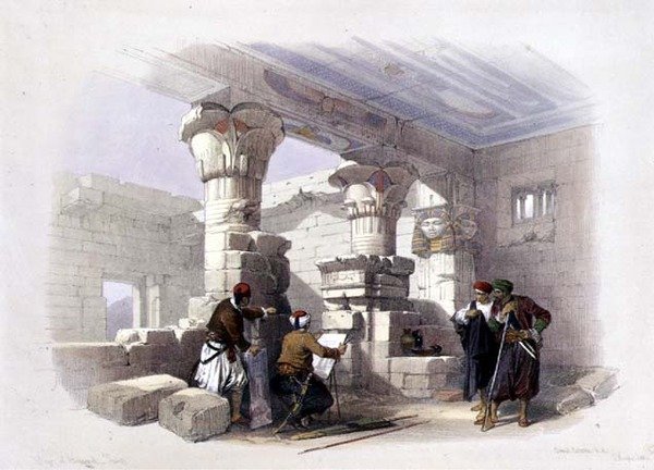 Deir Al-Madinah, Théba, az "Egyiptom és Núbia", 1. kötetből (litográfia) alkotó: David Roberts