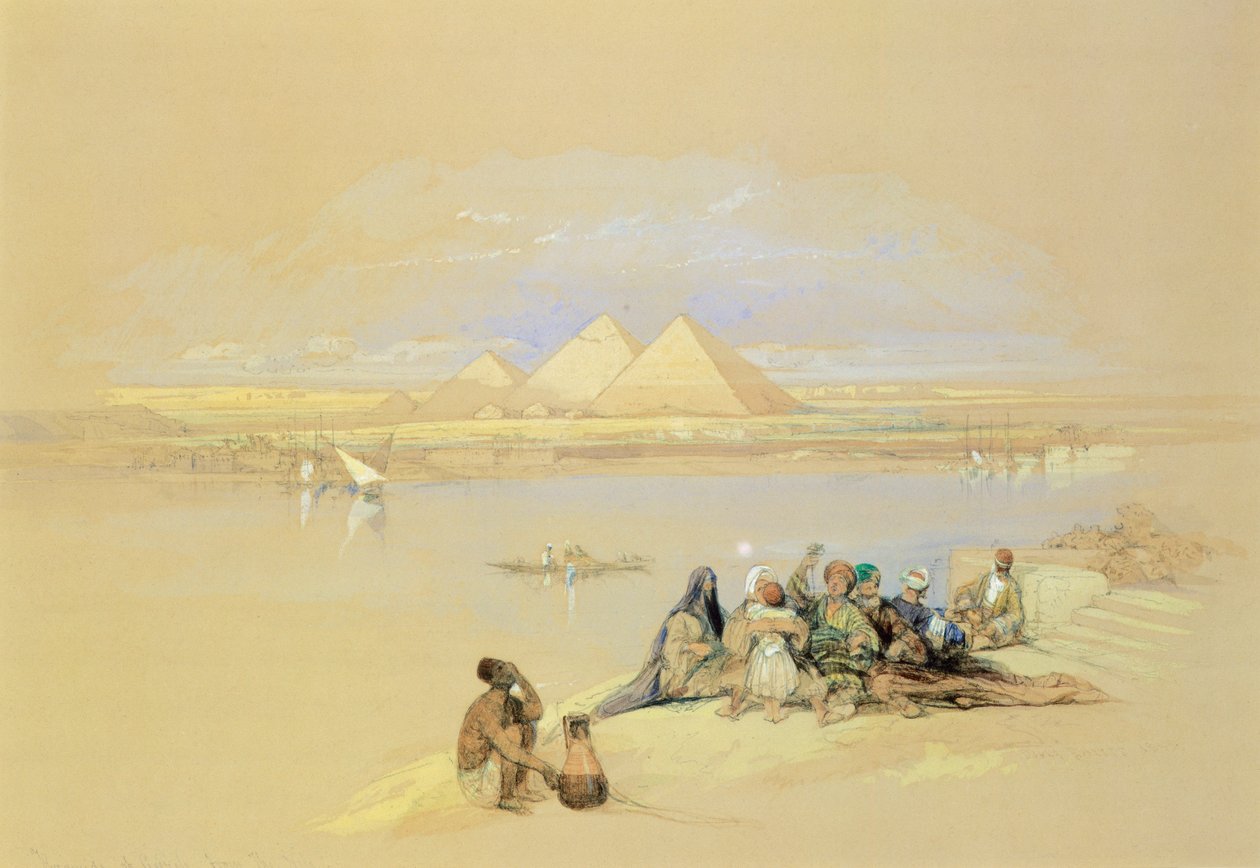 Egyiptom, Giza, Piramisok, David Roberts alkotó: David Roberts