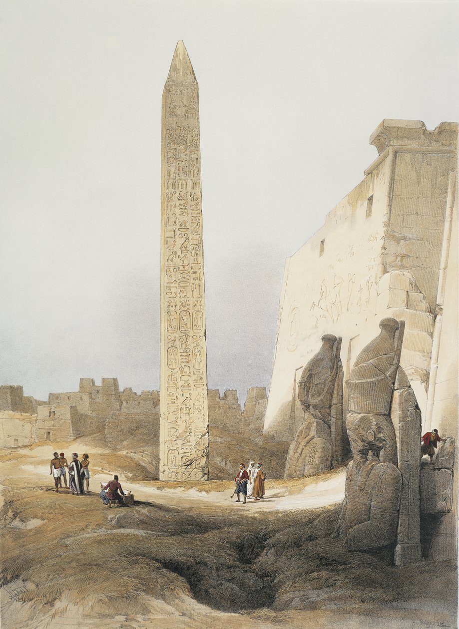 Egyiptom, Obeliszk a luxori templomban, David Roberts metszete alkotó: David Roberts