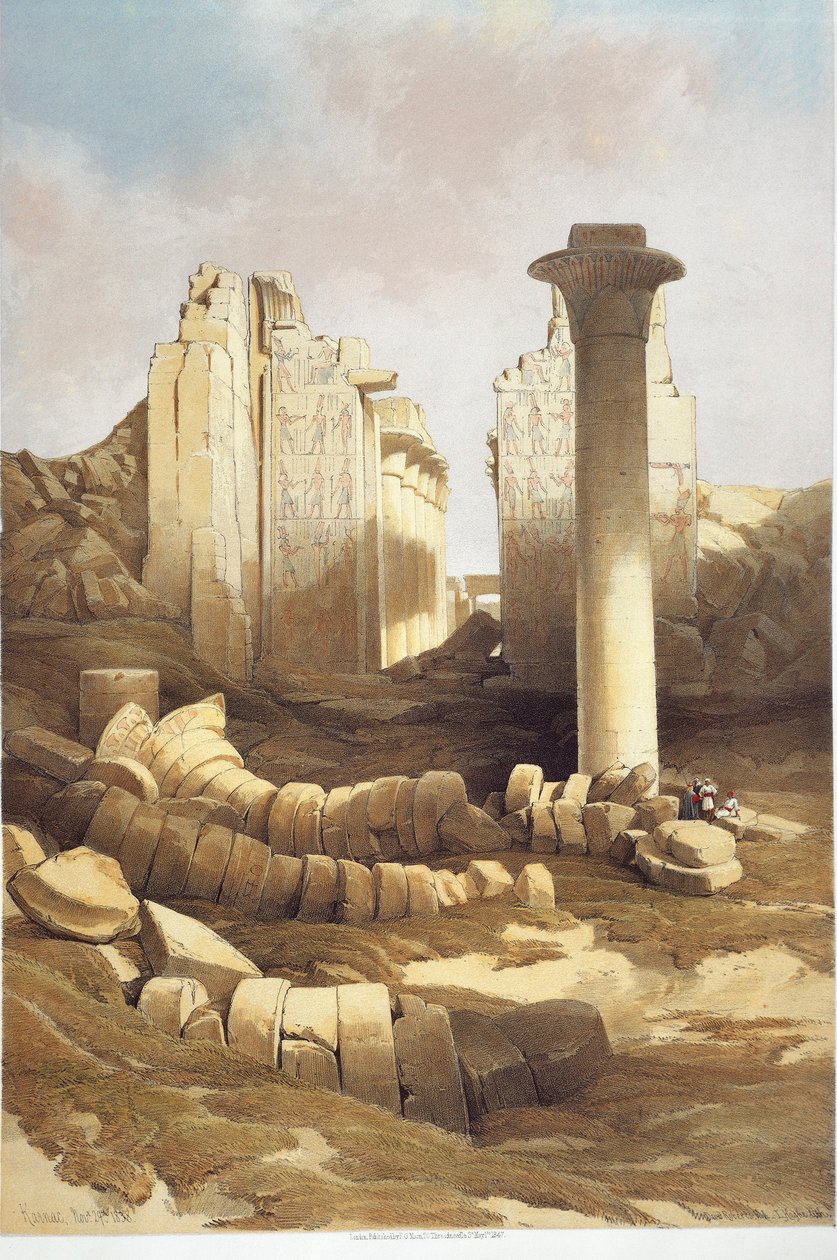 Egyiptom, a karnaki templom oszlopos terme, David Roberts alkotó: David Roberts