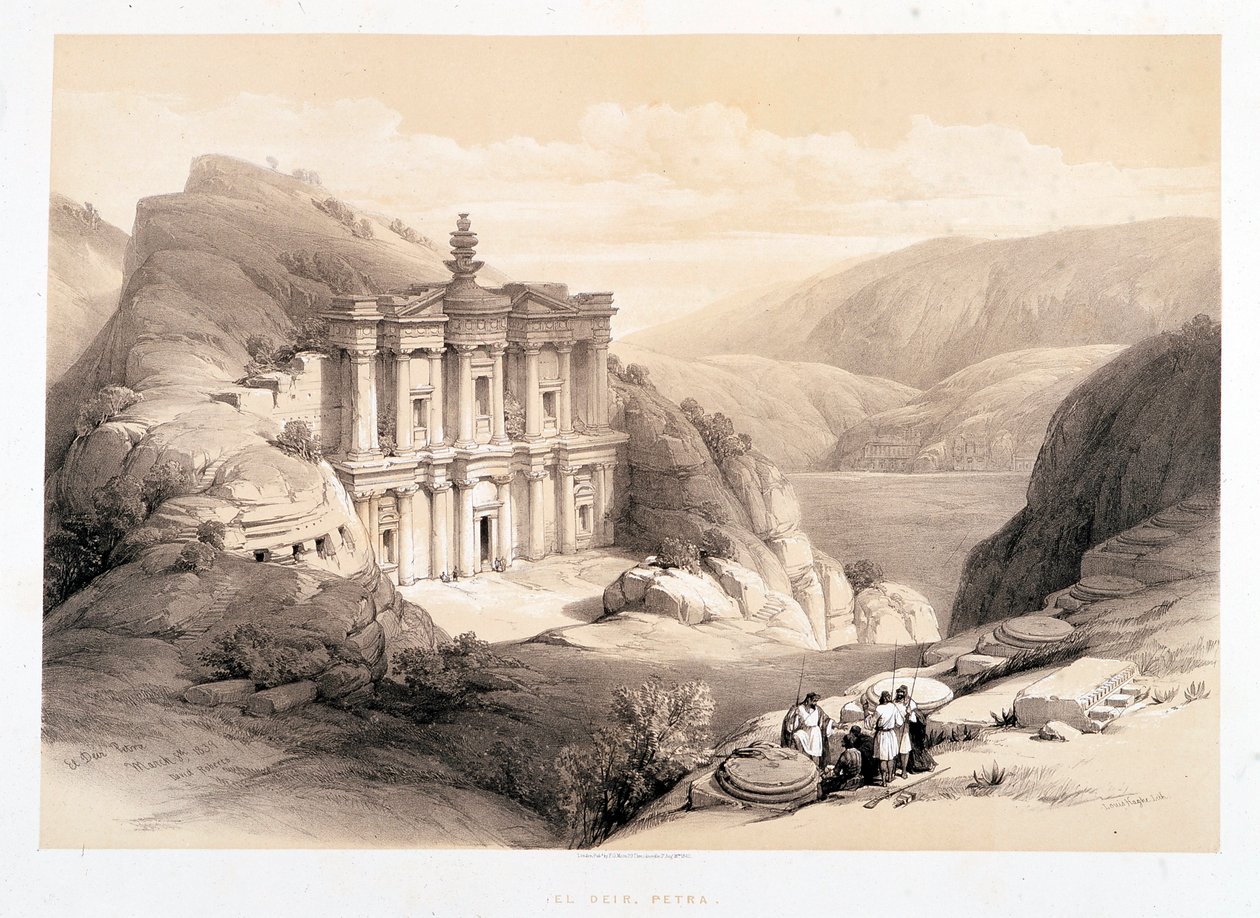 El Deir, Petra, 1839.08.03-án készült rajz „A Szentföldön”, London-1849 alkotó: David Roberts