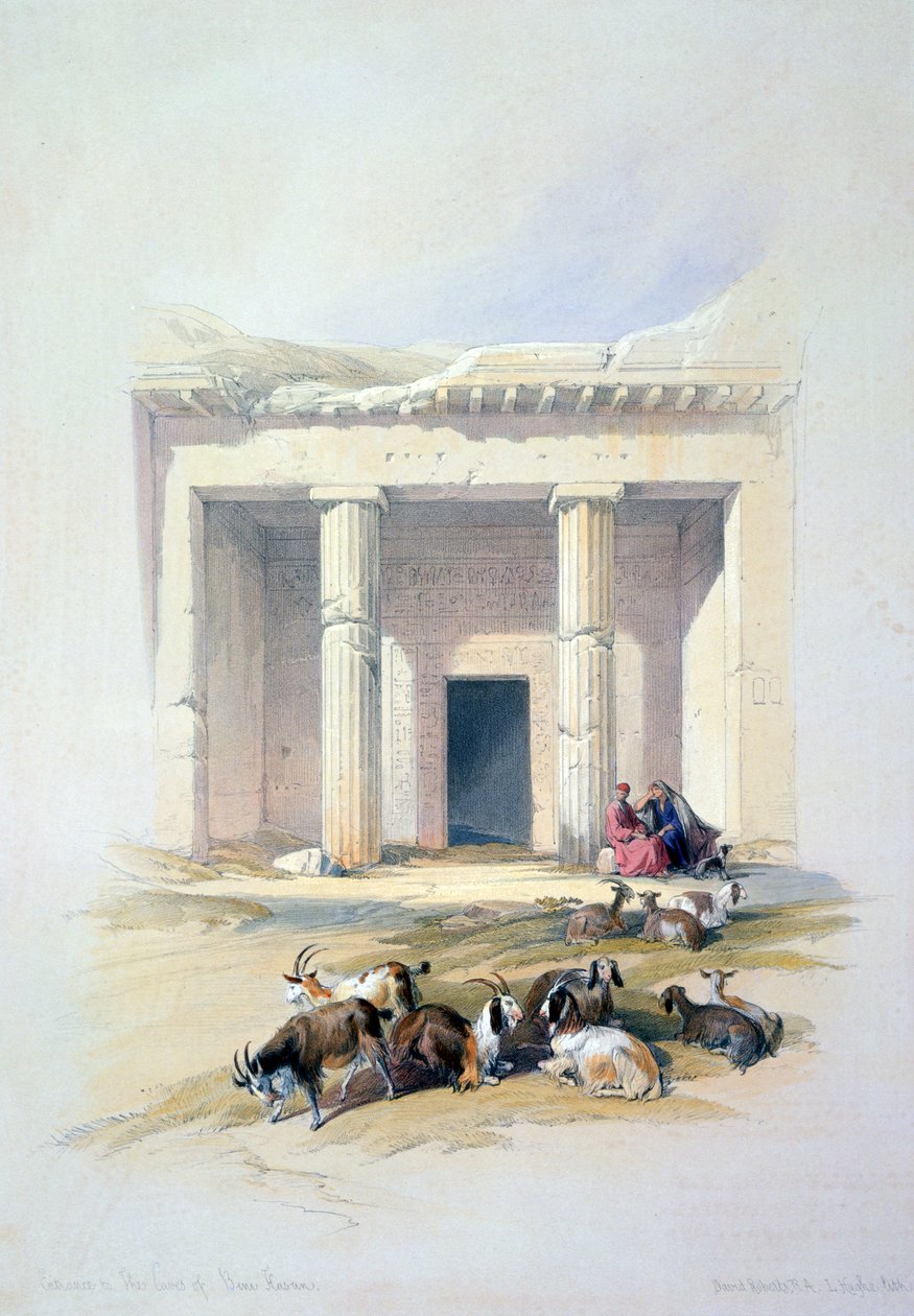 A Beni Hassan-barlang bejárata, 19. század alkotó: David Roberts