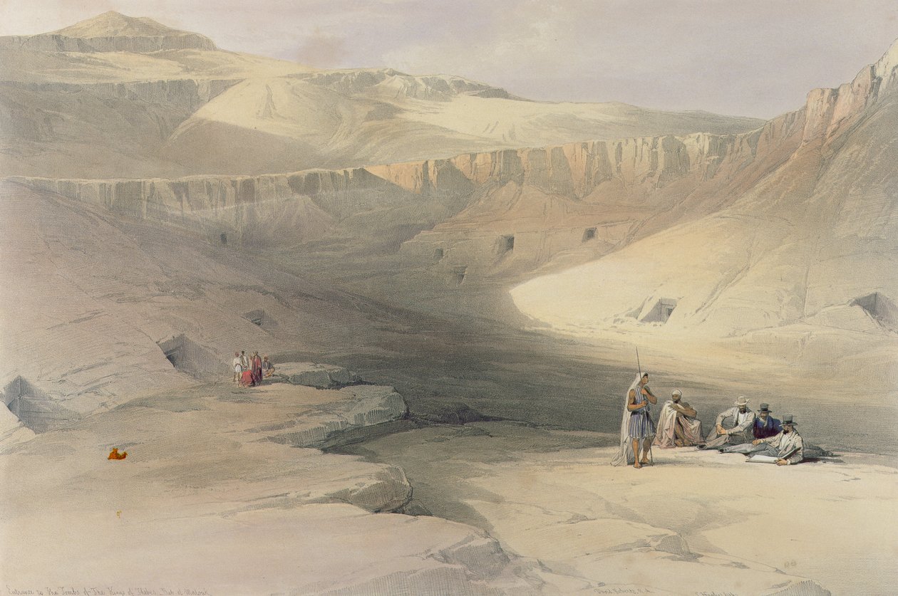Bejárat a Királyok Völgyébe, Egyiptomból és Núbiából, Louis Haghe (1806-85) metszetével alkotó: David Roberts