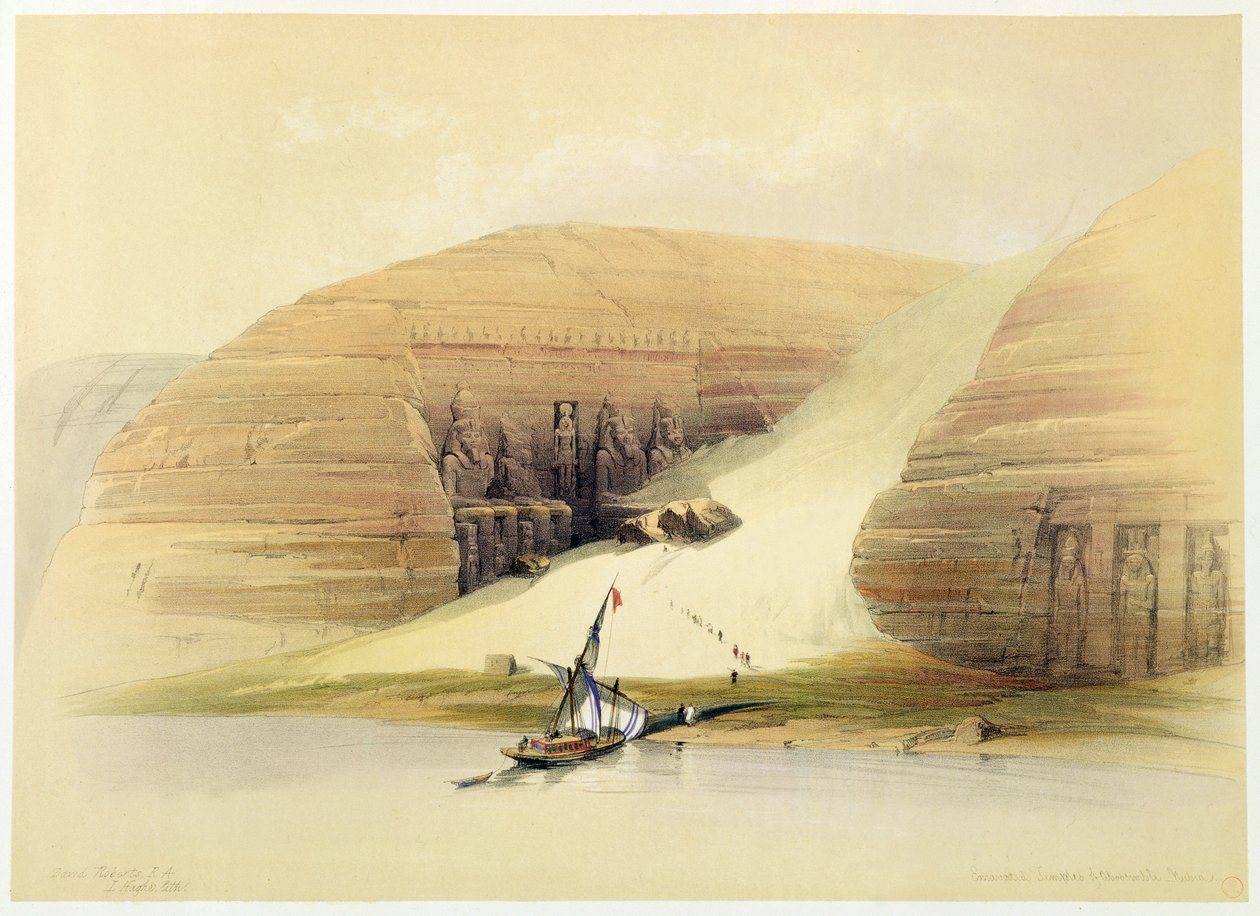 Abu Simbel feltárt temploma, Núbia, Egyiptom, 1845 alkotó: David Roberts