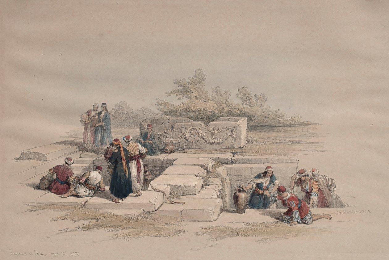Szökőkút Kánában, 1839. alkotó: David Roberts