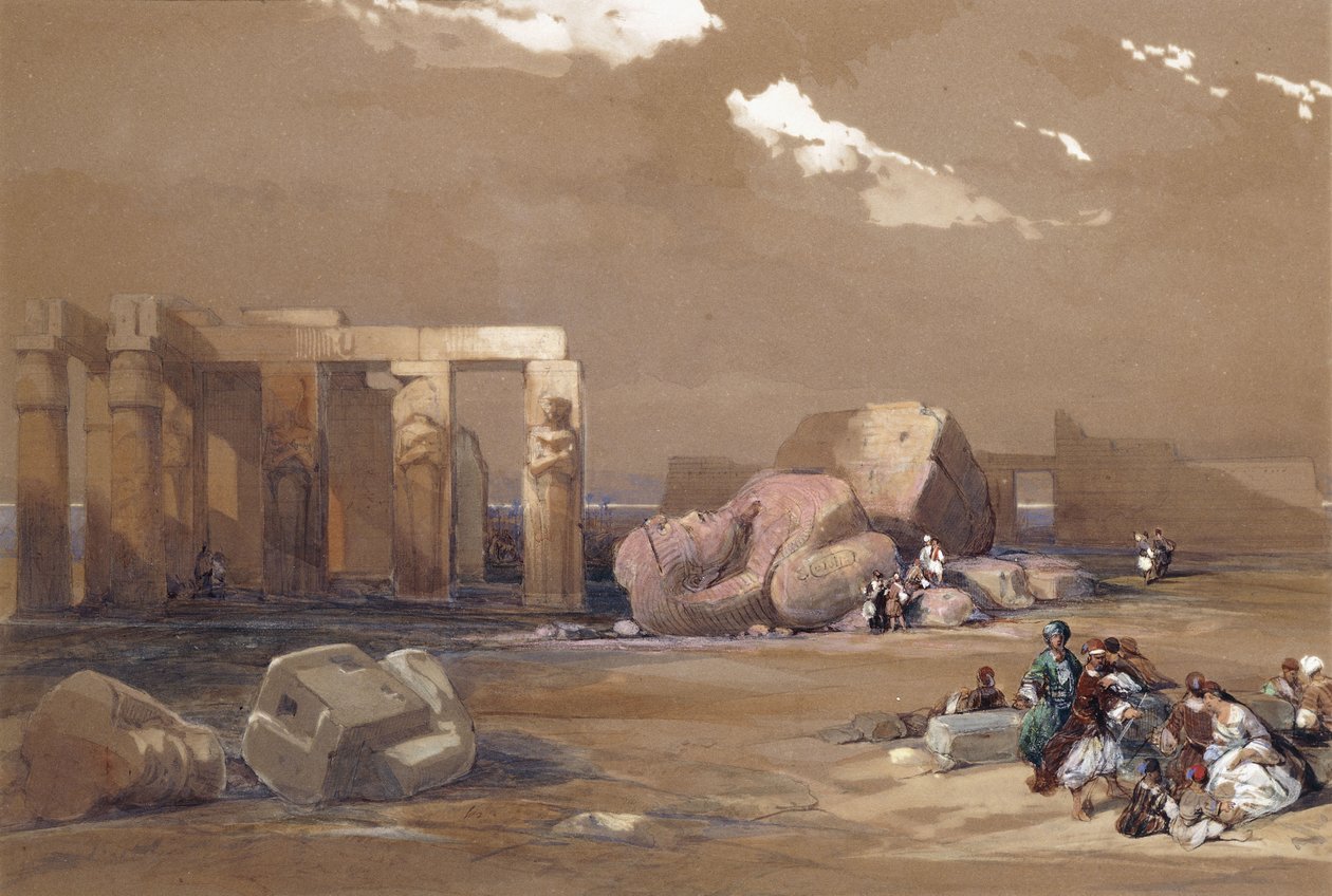 A nagy kolosszusok töredékei a memnoniumban, Théba, 1838 alkotó: David Roberts