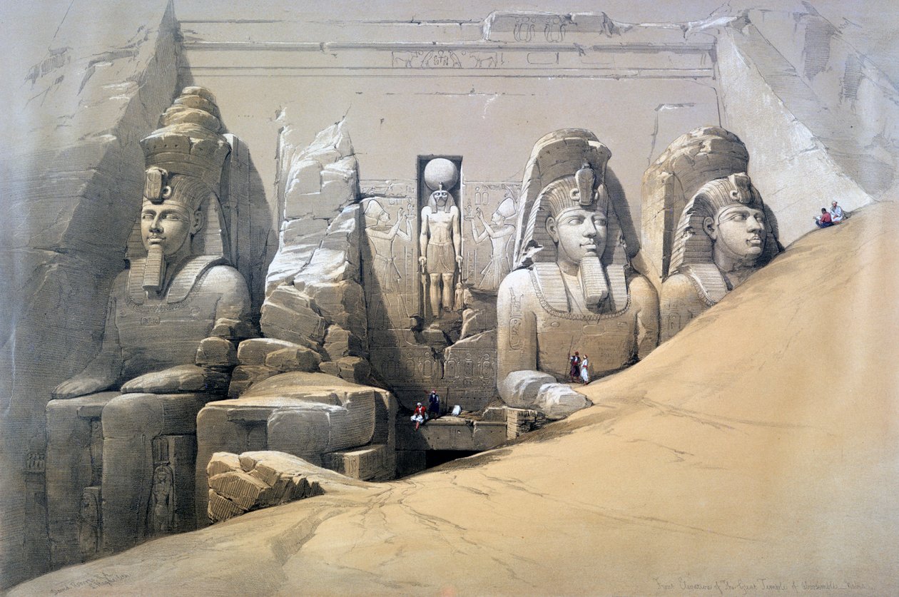Abu Simbel nagy templomának homlokzata, Núbia, 19. század alkotó: David Roberts