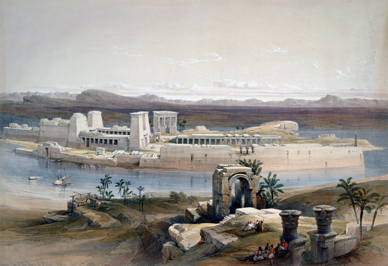 Philae szigetének általános képe, Núbia, 1838 alkotó: David Roberts