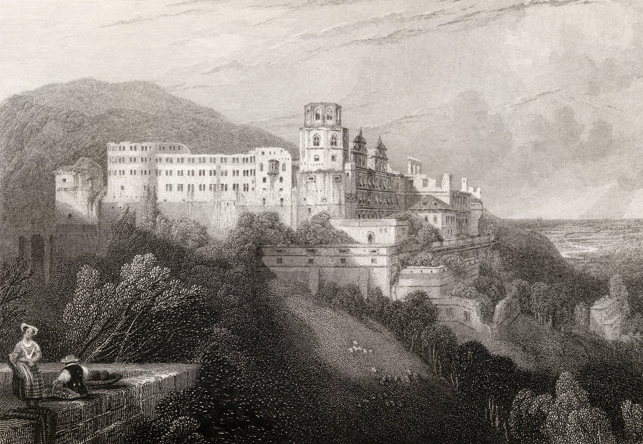 Heidelbergi kastély, Heidelberg, J.T.Willmore metszete a „Rajna zarándokai”-ban, 1840-ben alkotó: David Roberts