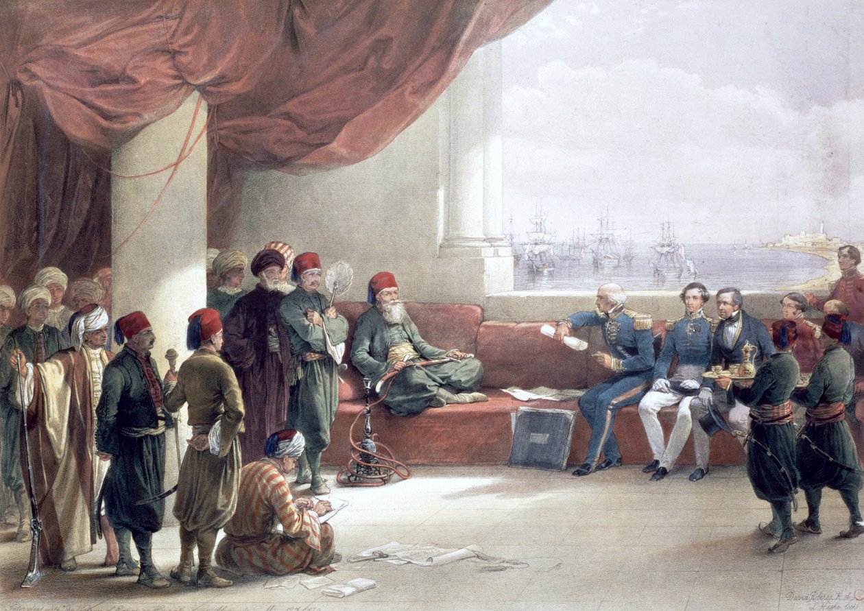 Interjú Egyiptom alkirályával palotájában, Alexandria, Egyiptom, 1839. május 12., XIX. alkotó: David Roberts