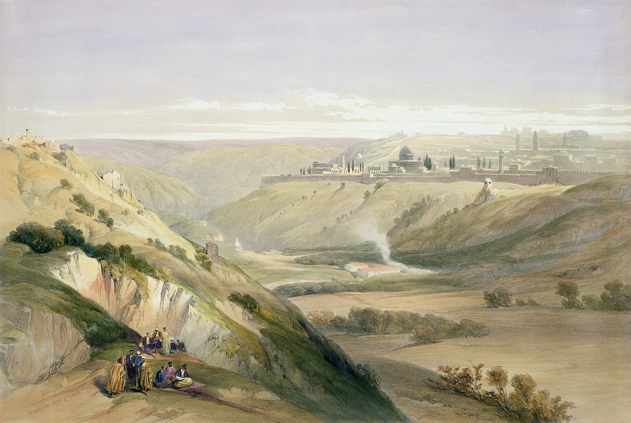 Jeruzsálem, 1839. április 5., 18. tábla a Louis Haghe (1806-85) által metszett "A Szentföld" című kötet I. kötetéből. 1842 alkotó: David Roberts