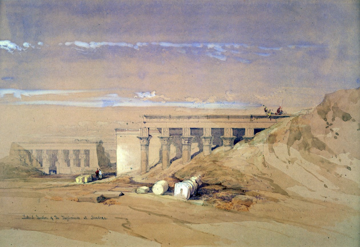 Oldalnézetből a Typhonaeum nevű templom Denderában, Egyiptomban, 19. század alkotó: David Roberts