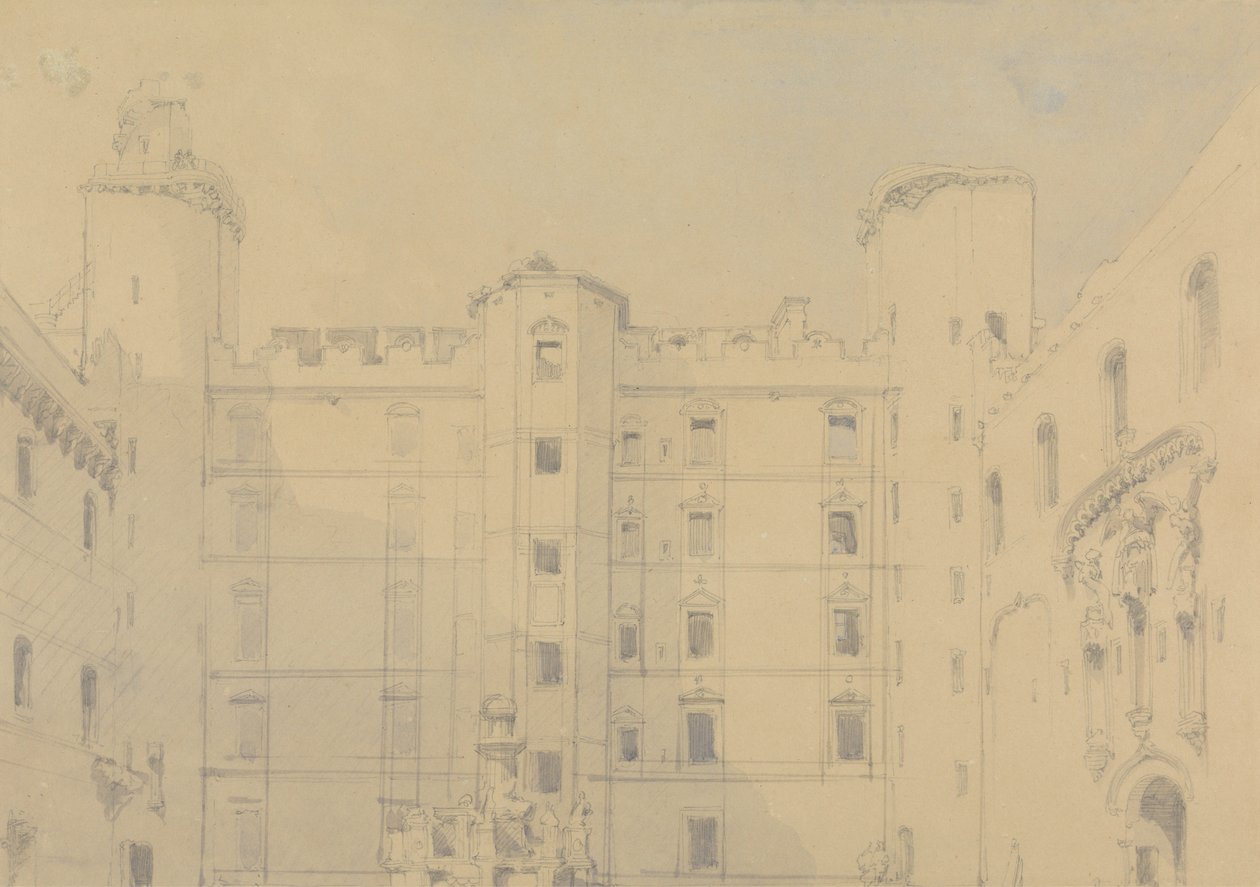 A Linlithgow-palota udvara, West Lothian alkotó: David Roberts
