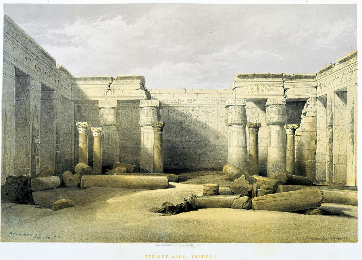 Medinet Abu (Medinet-Habou), Théba (Théba) - a „Szentföld”-ben, London 1849 alkotó: David Roberts