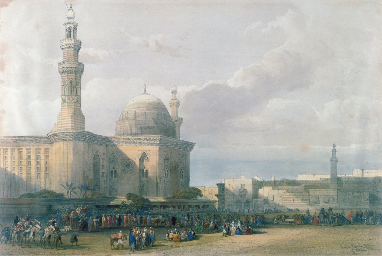 Hasan szultán mecsete a Rumeyleh Nagy térről, Kairóból, Egyiptomból és Núbiából, 3. köt. alkotó: David Roberts