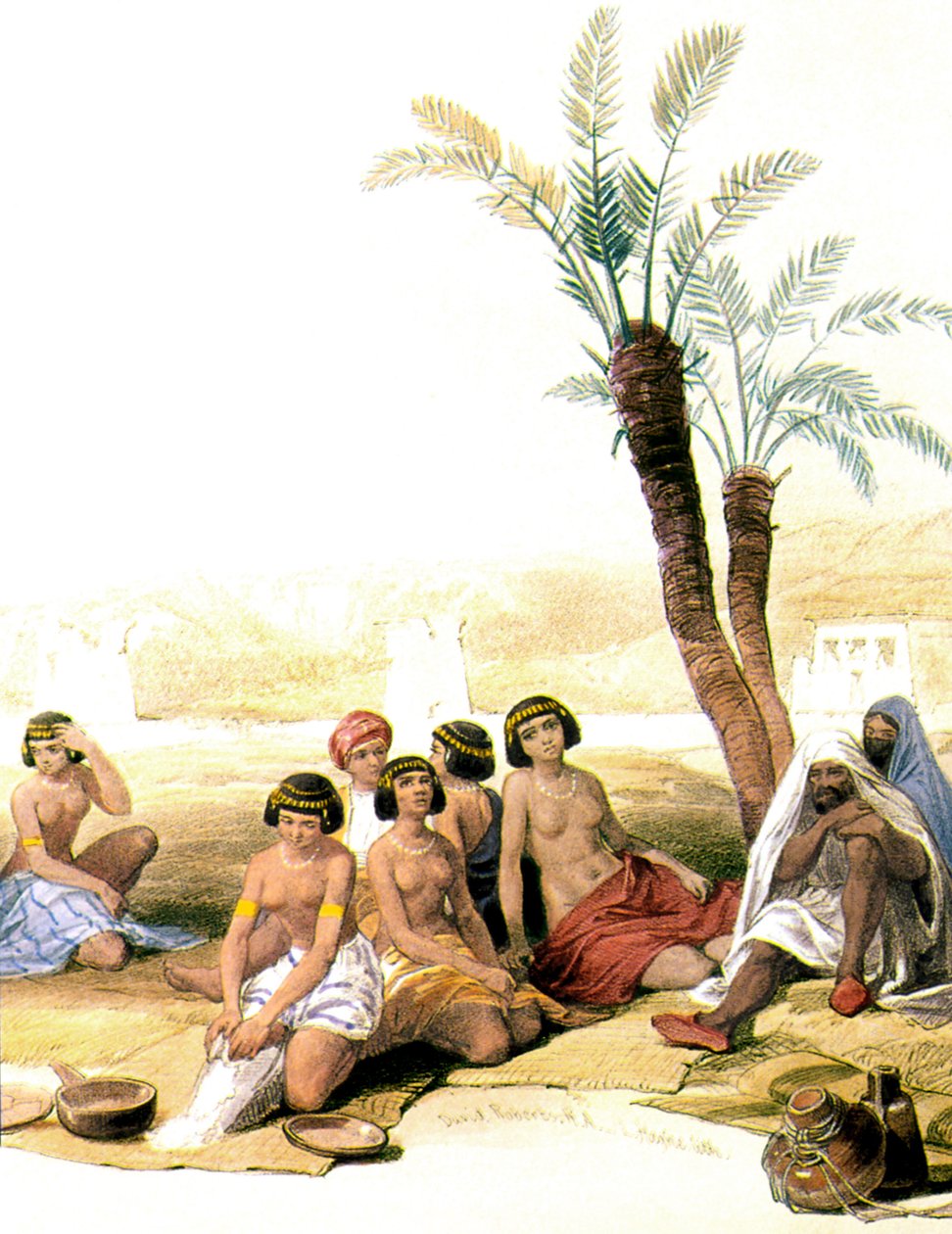 Núbiai rabszolgák a Nílus partján 1846-1850-ben (illusztráció) alkotó: David Roberts