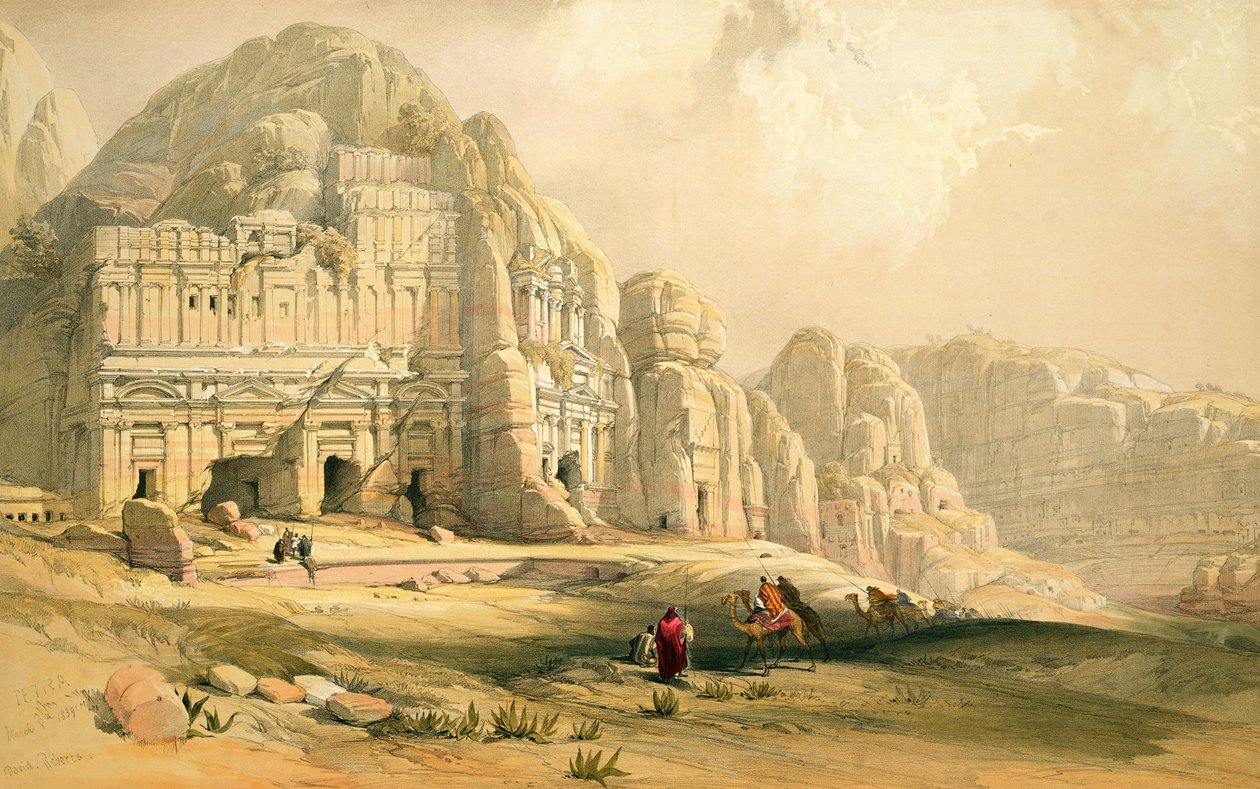 Petra, 1839. március 8., 96. tábla a "The Holy Land" III. kötetéből, metszette Louis Haghe (1806-85) pub. 1849 alkotó: David Roberts