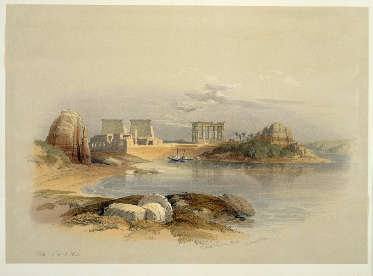 Philae-sziget, Egyiptom (akvarell) alkotó: David Roberts