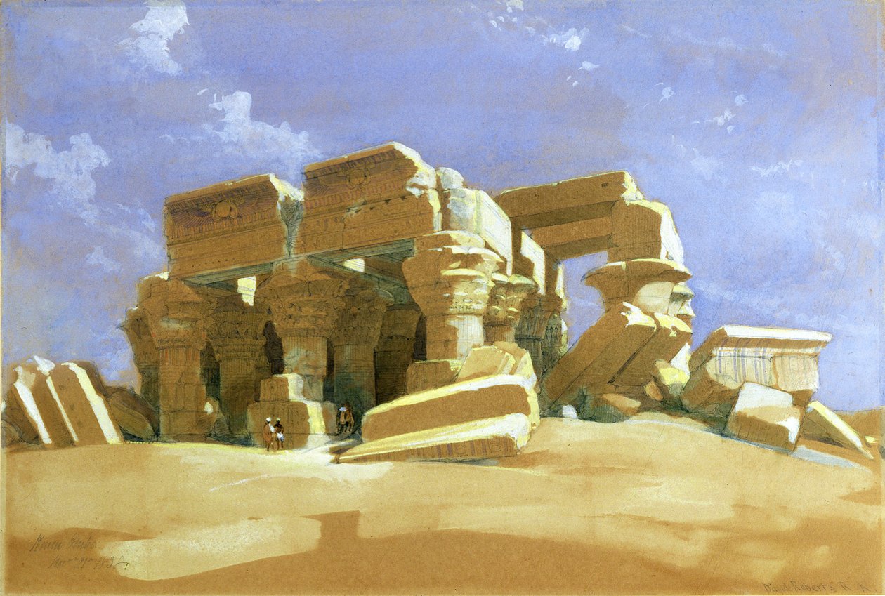 Kom Ombo templomának portikusa, Felső-Egyiptom, 1838 (wc papíron) alkotó: David Roberts