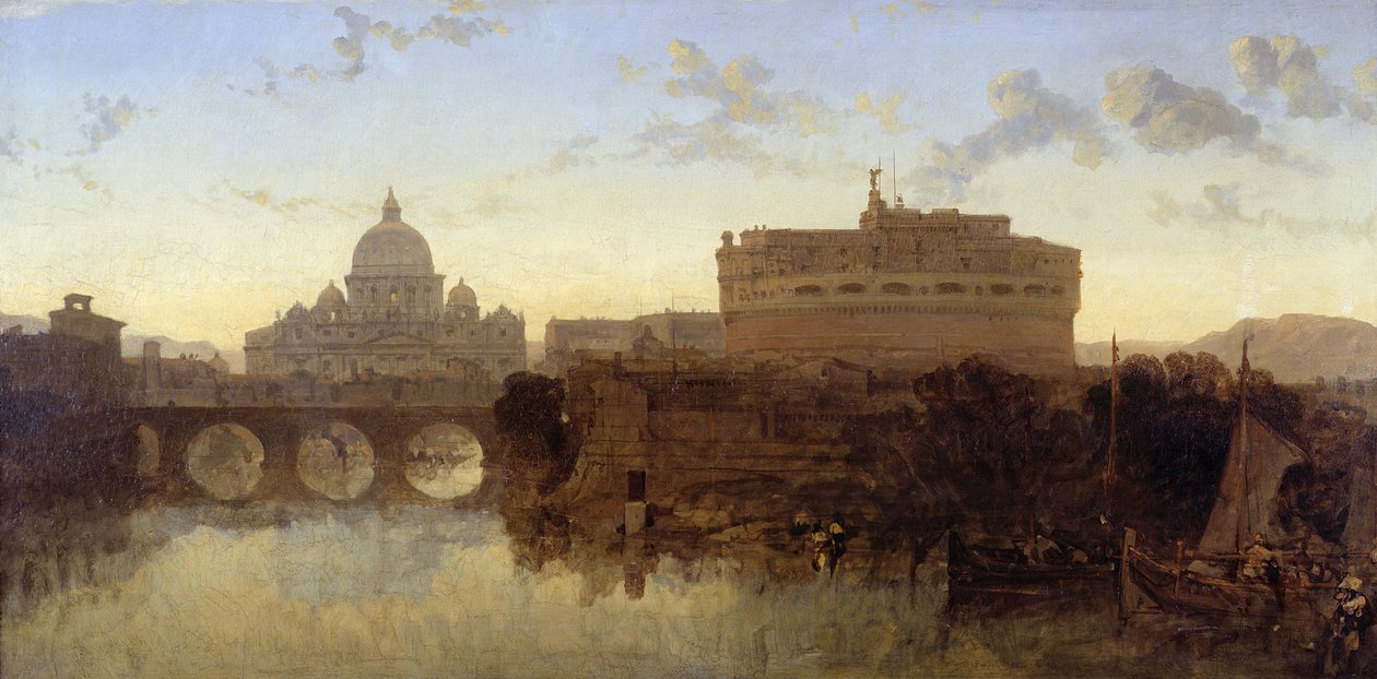 Róma, Szent Péter és a Castel St. Angelo (olaj, vászon) alkotó: David Roberts