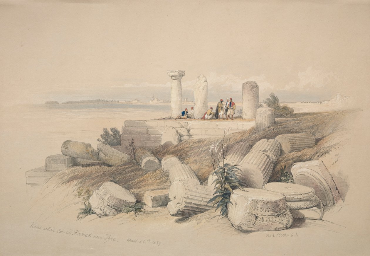 Om El Hamed nevű romok Tyre közelében, 1839. alkotó: David Roberts