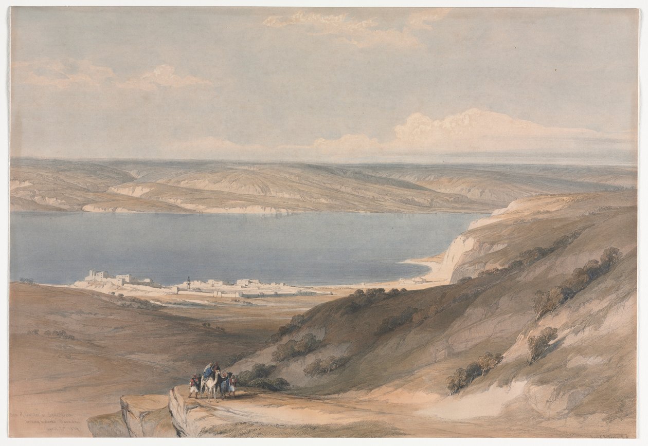 Galileai-tenger Genezáretnél Básán felé nézve, 1839. alkotó: David Roberts