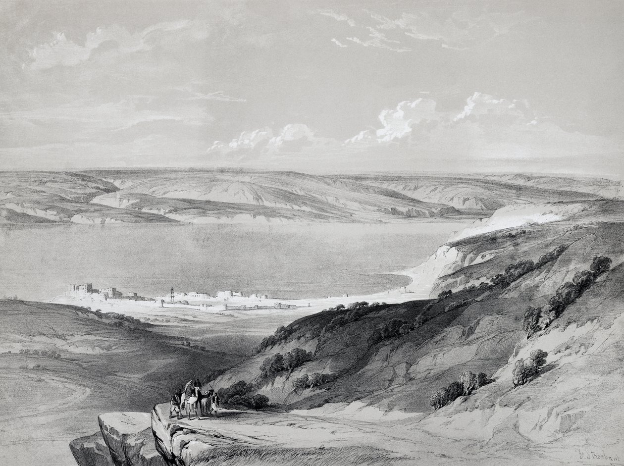 Galileai-tenger, az utazástól a Szentföldig, David Roberts litográfiája (1796-1864) alkotó: David Roberts