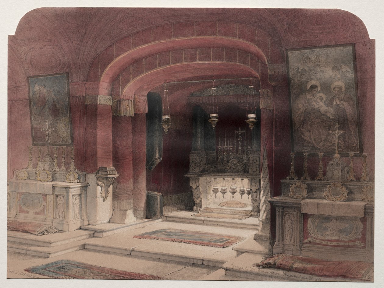 Az Angyali üdvözlet szentélye, Názáret, 1839. alkotó: David Roberts