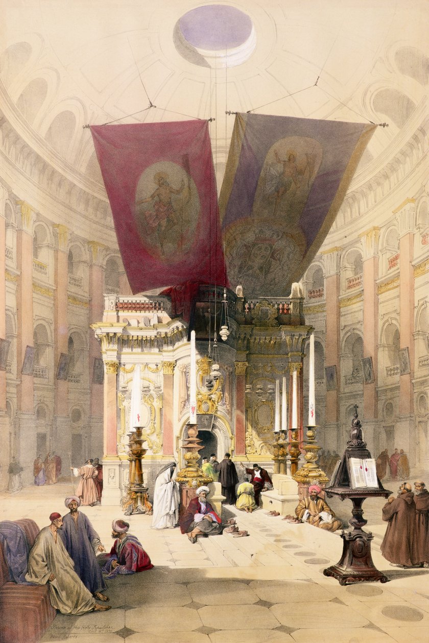 A Szent Sír kegyhelye, 1839. április 10., 14. tábla a "The Holy Land" I. kötetéből, metszette Louis Haghe (1806-85) pub. 1842 alkotó: David Roberts