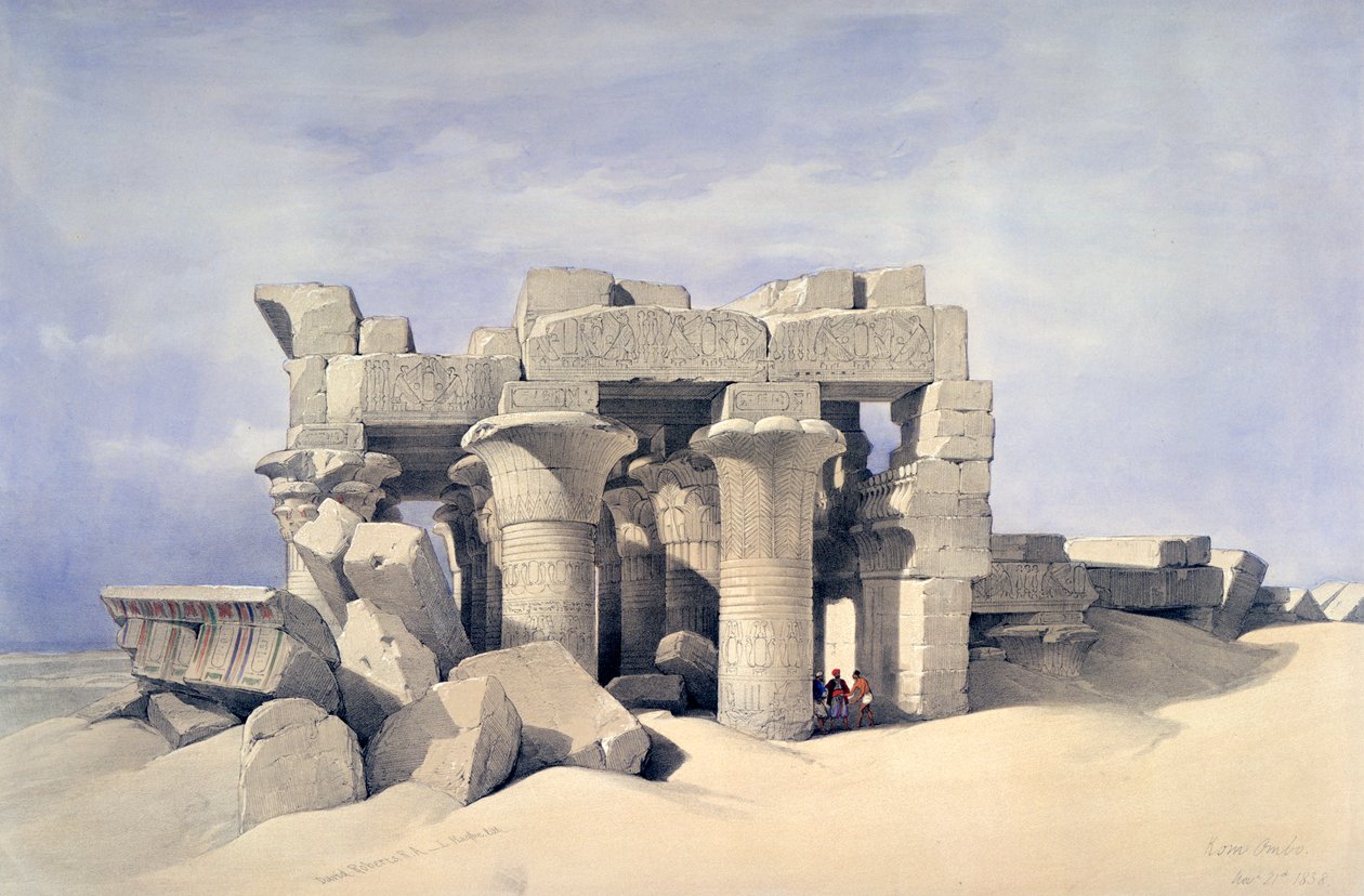 Sobek és Haroeris temploma Kom Ombóban, 19. század alkotó: David Roberts