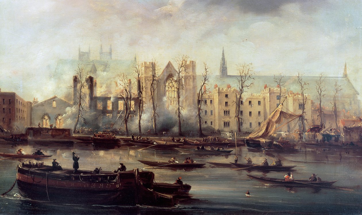 A parlament épületeinek felgyújtása, 1834. október 16 alkotó: David Roberts