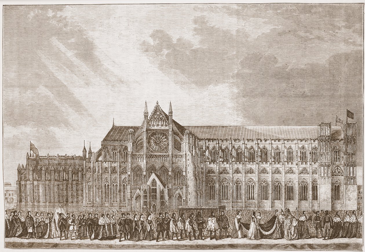 Anne Boleyn koronázási körmenete a Westminster Abbey felé, illusztráció James Aitken Wylie (1808-1890) „A protestantizmus története” című művéből, pub. 1878 alkotó: David Roberts