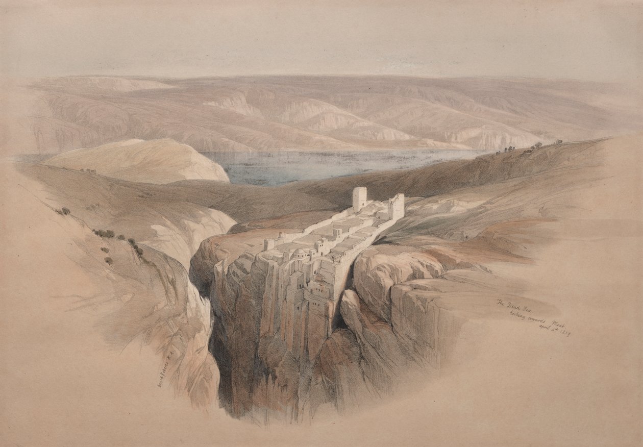 A Holt-tenger Moáb felé néz alkotó: David Roberts