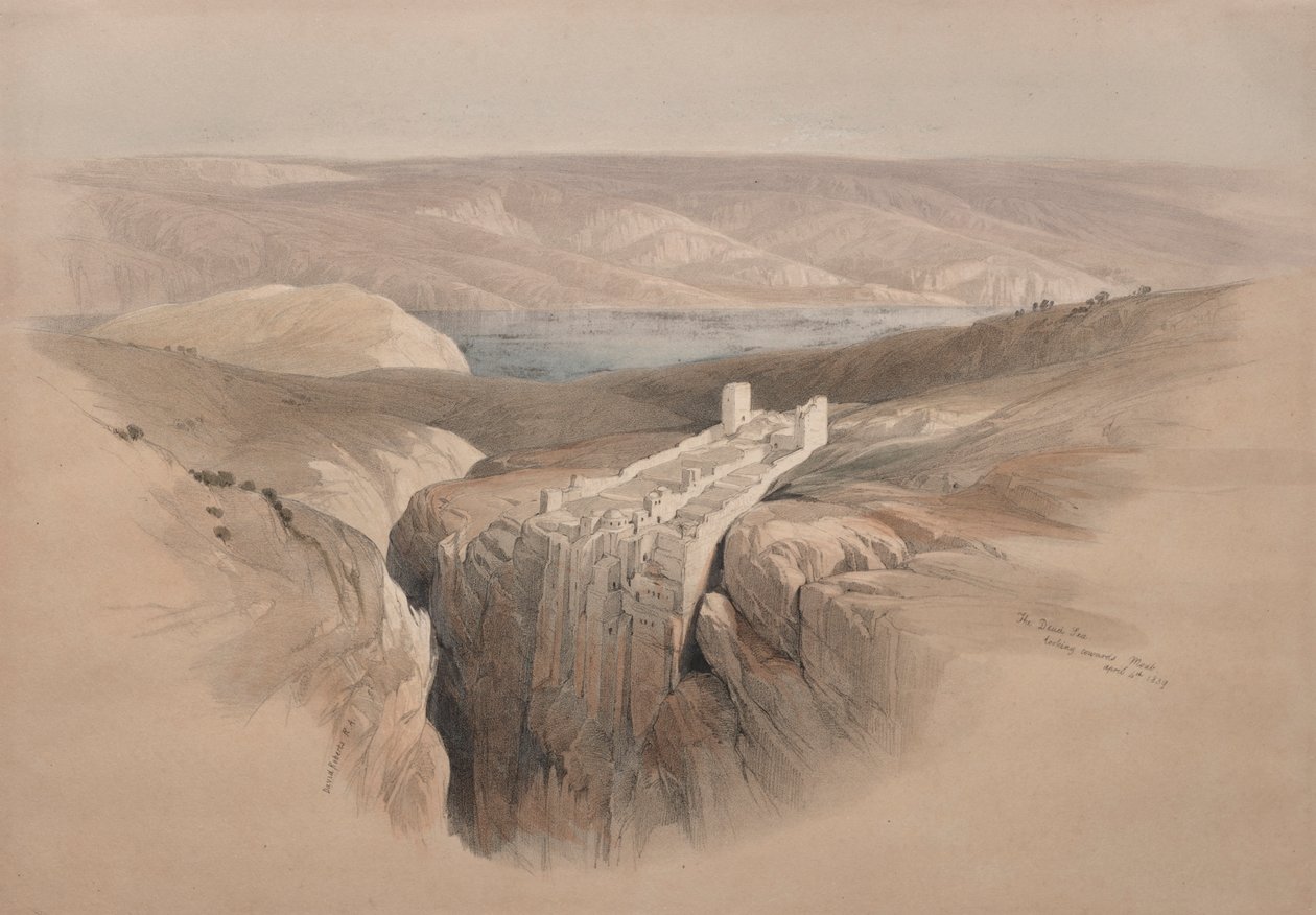 A Holt-tenger Moáb felé tekintve, 1839. alkotó: David Roberts
