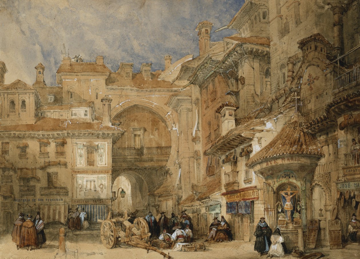 A Viva Rambla kapuja, Granada, 1834 alkotó: David Roberts