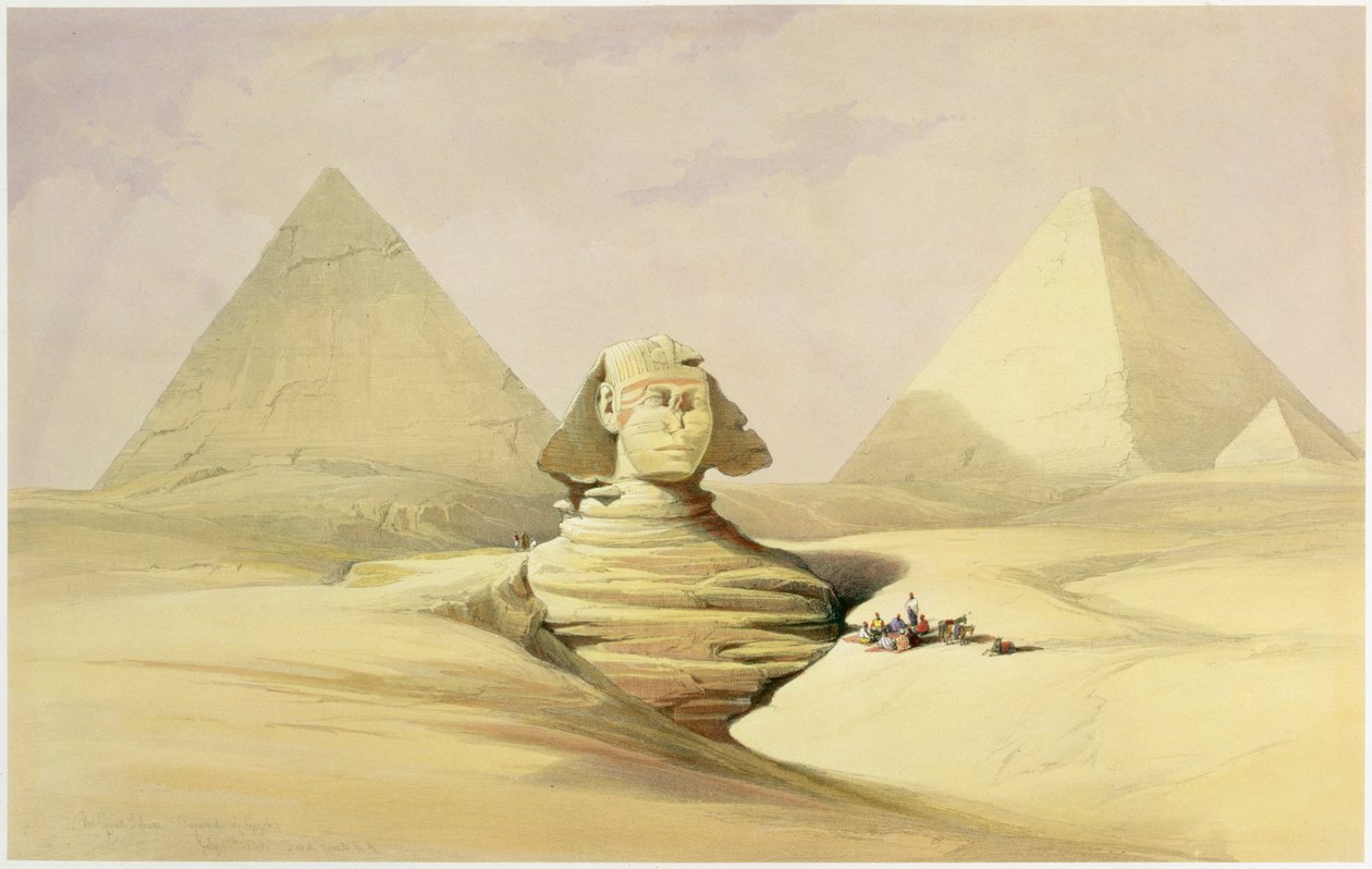 "A nagy szfinx és a gízai piramisok", Egyiptom, 1845 alkotó: David Roberts