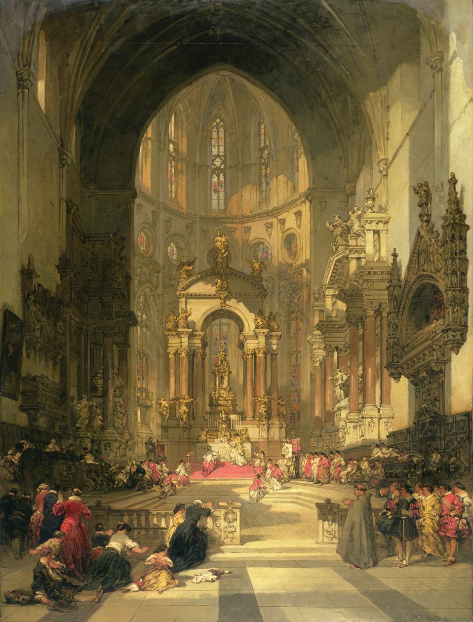 Az SS-templom főoltára. Giovanni e Paolo, Velence (akvarell, papír) alkotó: David Roberts