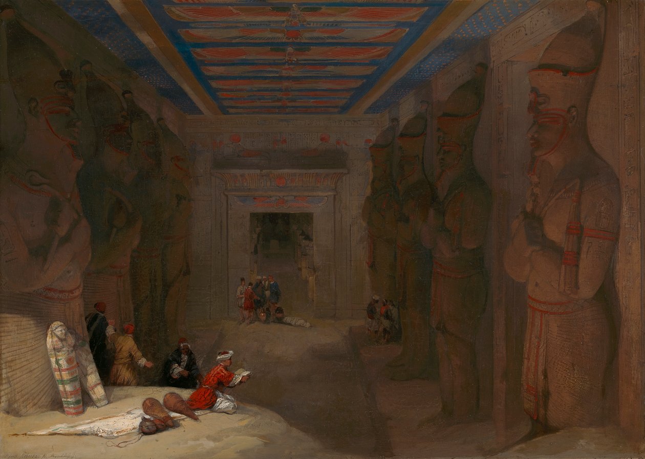 A Nagy Templom Hypostyle-terme Abu Simbelben, Egyiptomban alkotó: David Roberts