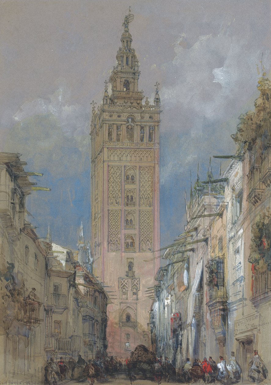 A mór torony Sevillában, a neve Giralda, Spanyolország alkotó: David Roberts