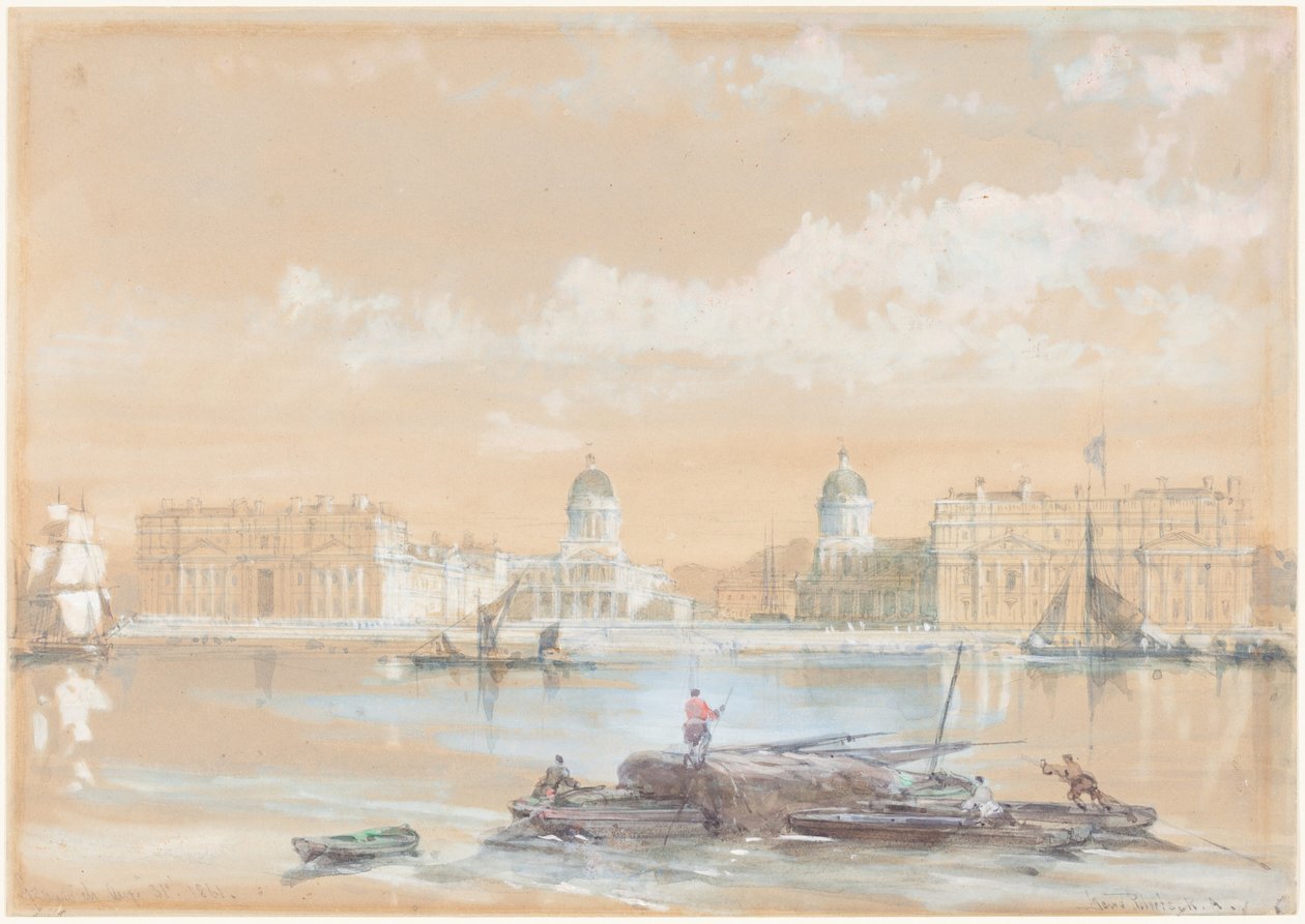 A Greenwich-i Tengerészeti Akadémia a folyóról nézve alkotó: David Roberts