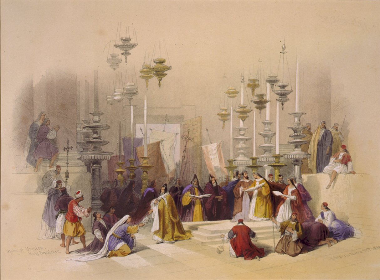 A kenés köve a Szent Sírnál, Jeruzsálemben alkotó: David Roberts