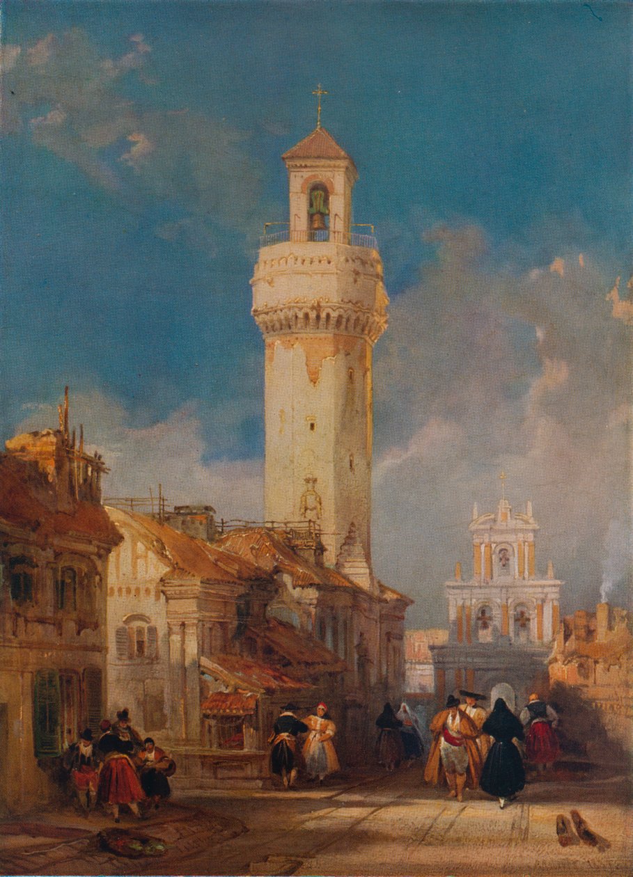 A San Nicolás de la Villa templom tornya, Córdoba, 1834 alkotó: David Roberts