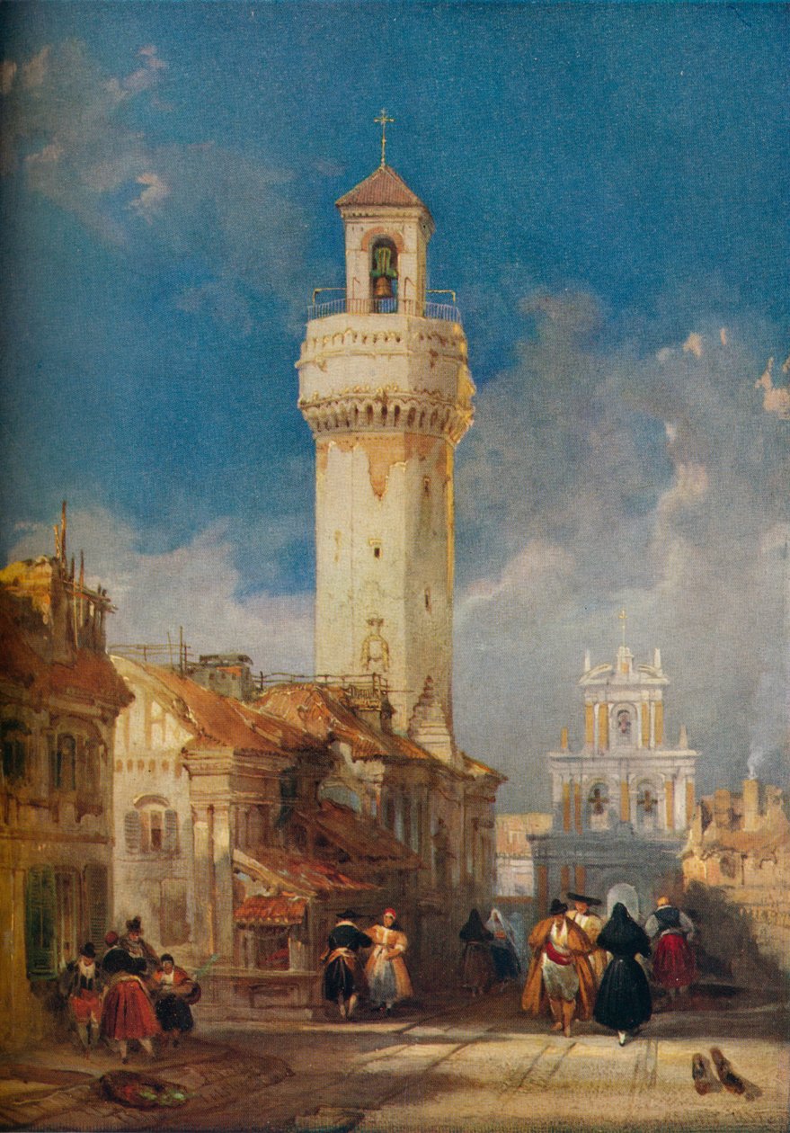 A San Nicholas de la Villa templom tornya, Cordova, 1834 alkotó: David Roberts