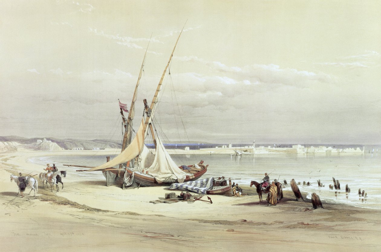 Tsur, ősi Tírusz, 1839. április 27., 69. tábla a "The Holy Land" II. kötetéből, metszette Louis Haghe (1806-85) pub. 1843 alkotó: David Roberts