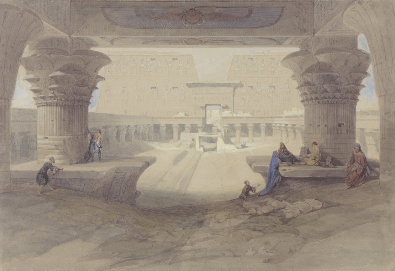 Kilátás az Edfu-templom portikája alól, Felső-Egyiptom alkotó: David Roberts