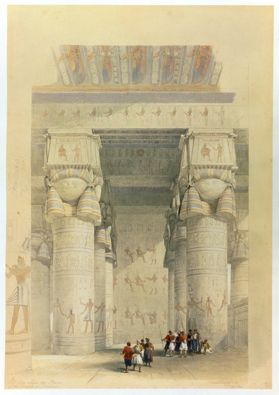 Kilátás a templom portikusza alól: Denderah, Egyiptom, 19. század alkotó: David Roberts